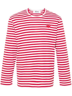 Unisex Striped Tee Red Heart - Red