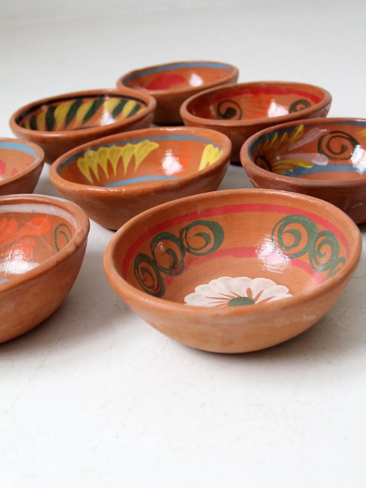 vintage hand painted Mexican serving bowls set of 8