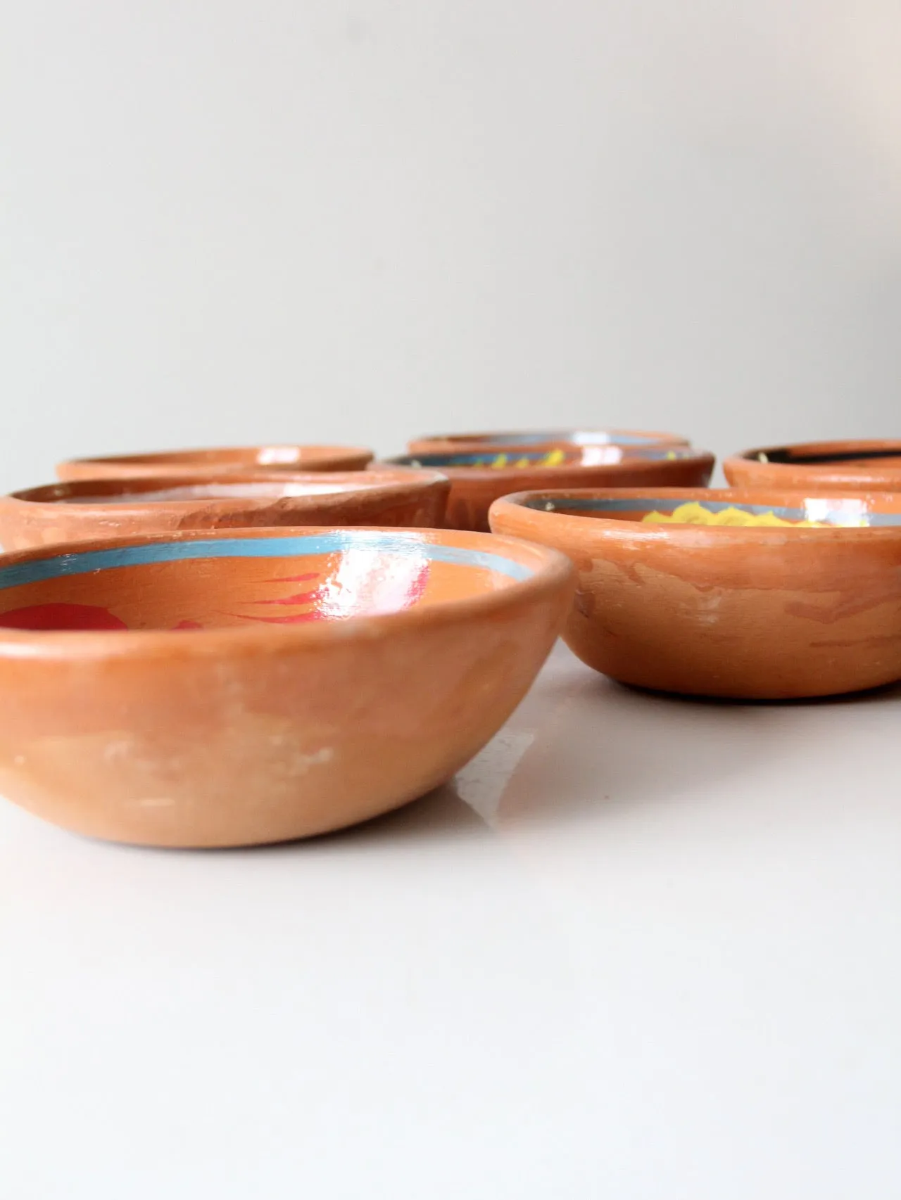 vintage hand painted Mexican serving bowls set of 8