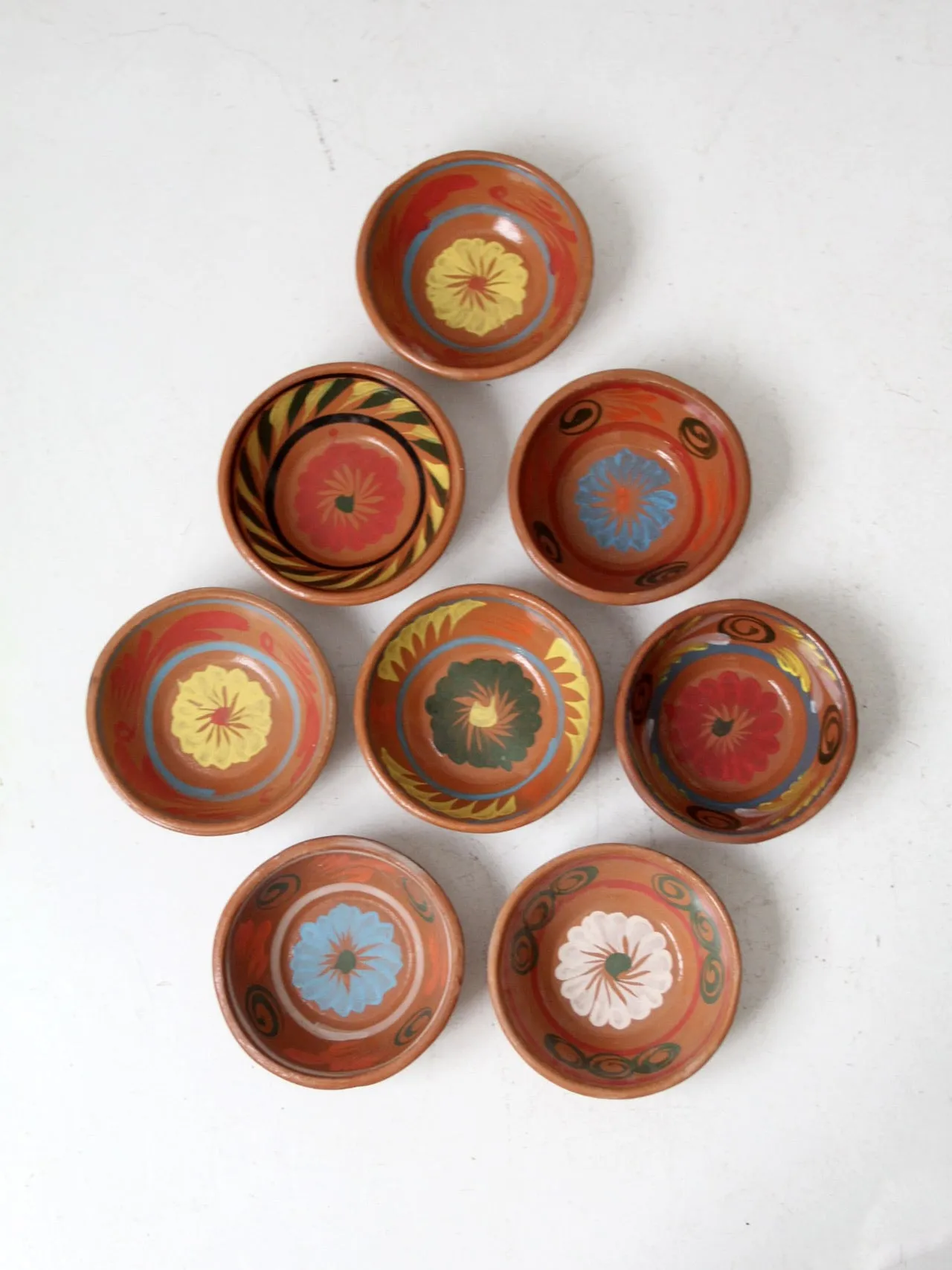 vintage hand painted Mexican serving bowls set of 8