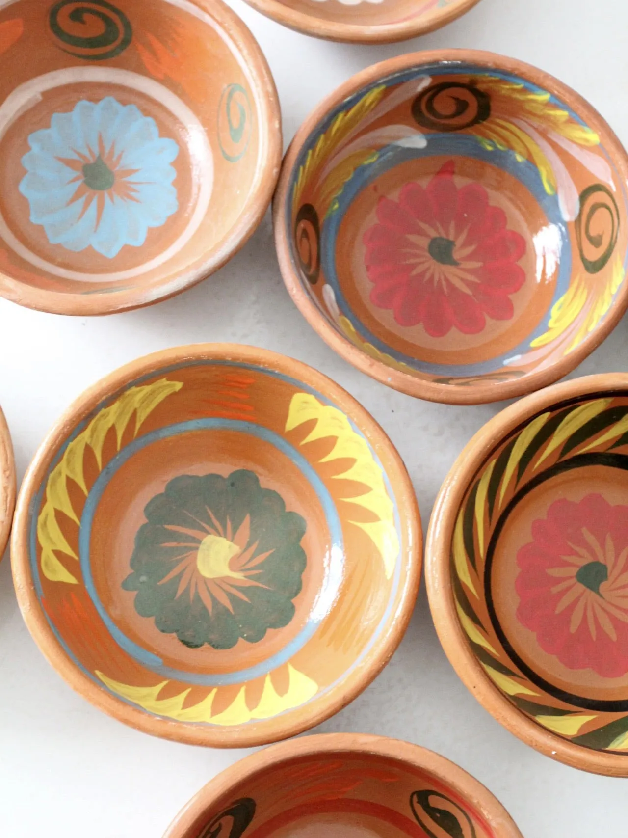 vintage hand painted Mexican serving bowls set of 8