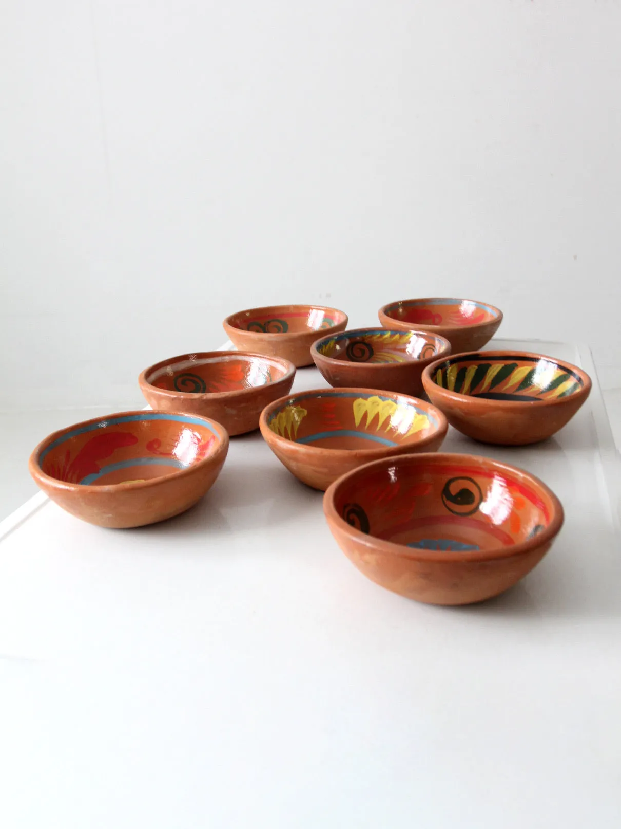 vintage hand painted Mexican serving bowls set of 8