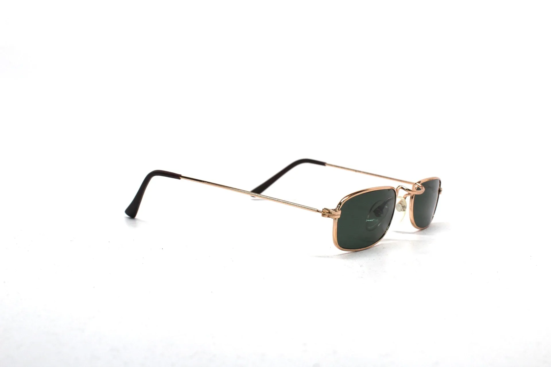 Vintage Small Size 1997 Rectangular Narrow Frame Sunglasses - Gold