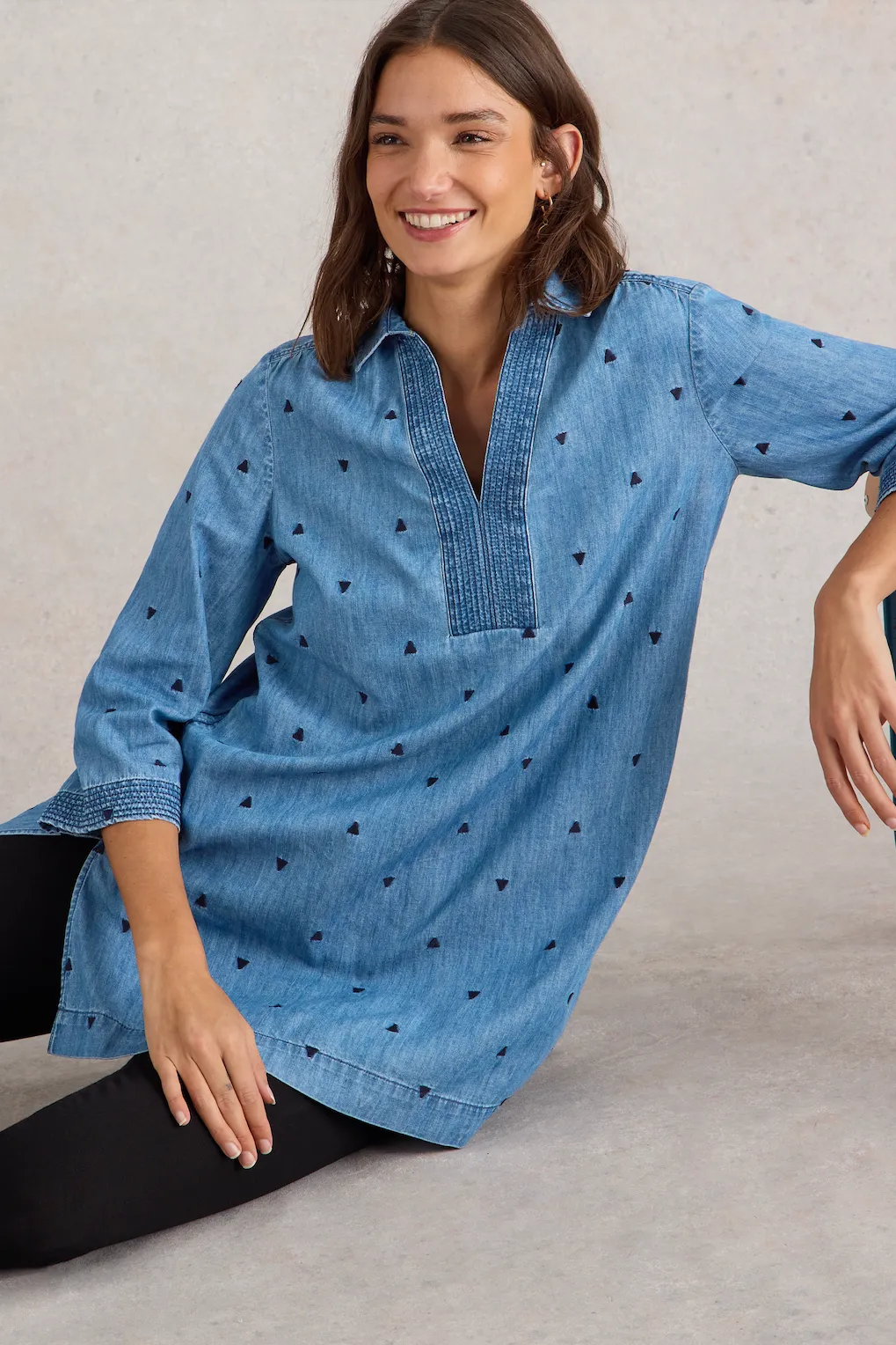 White Stuff Blaire Mid Denim Embroidered Tunic