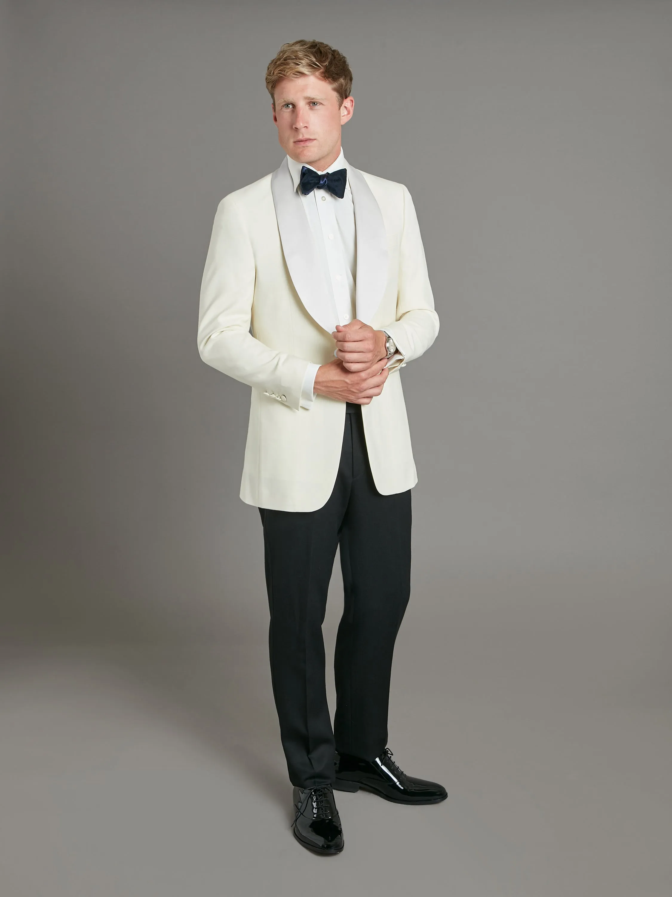 Whittaker Tuxedo Jacket - Ivory Barathea