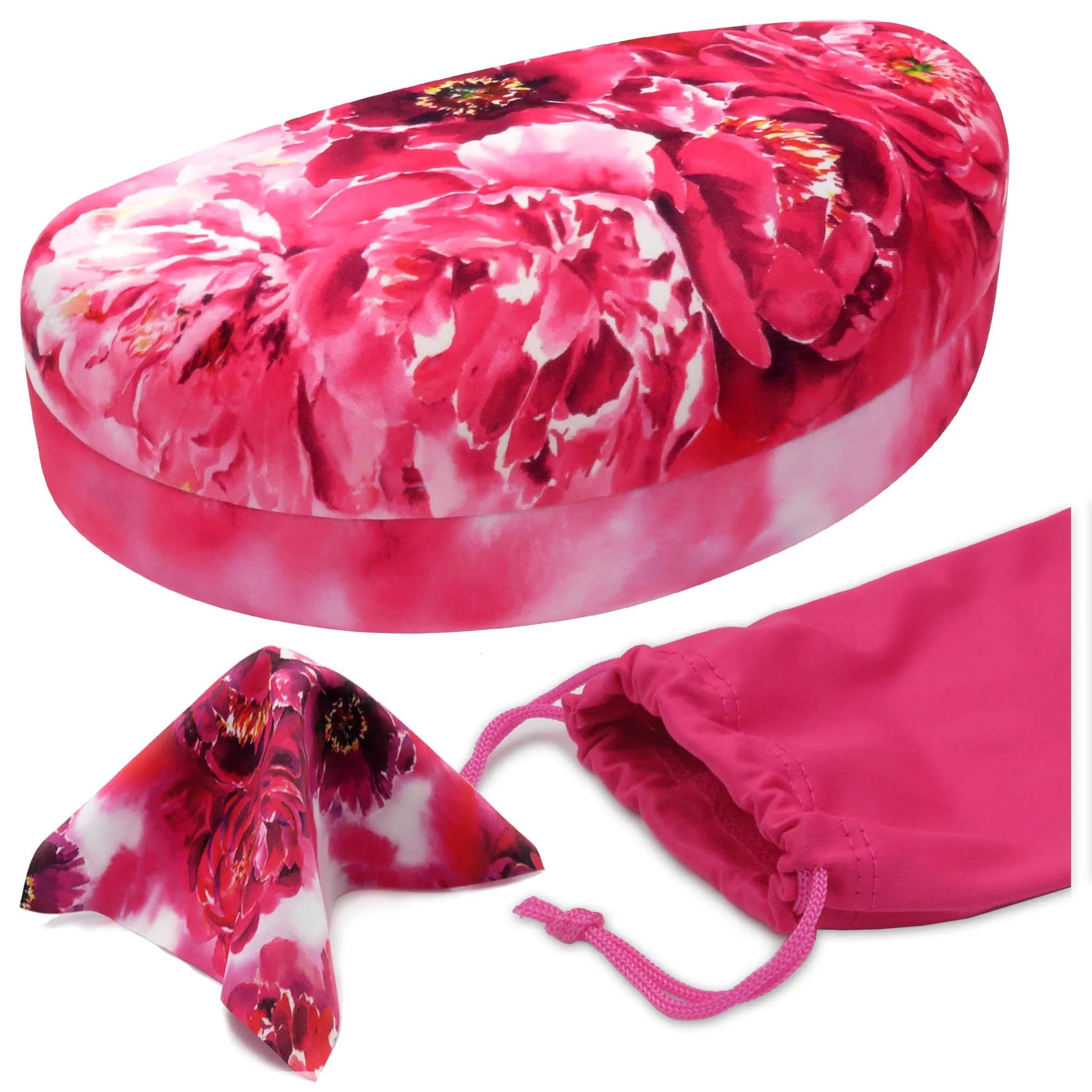 Women floral extra large sunglasses case-  Pouch & Cloth - large glasses holder (AS179 Peonies)