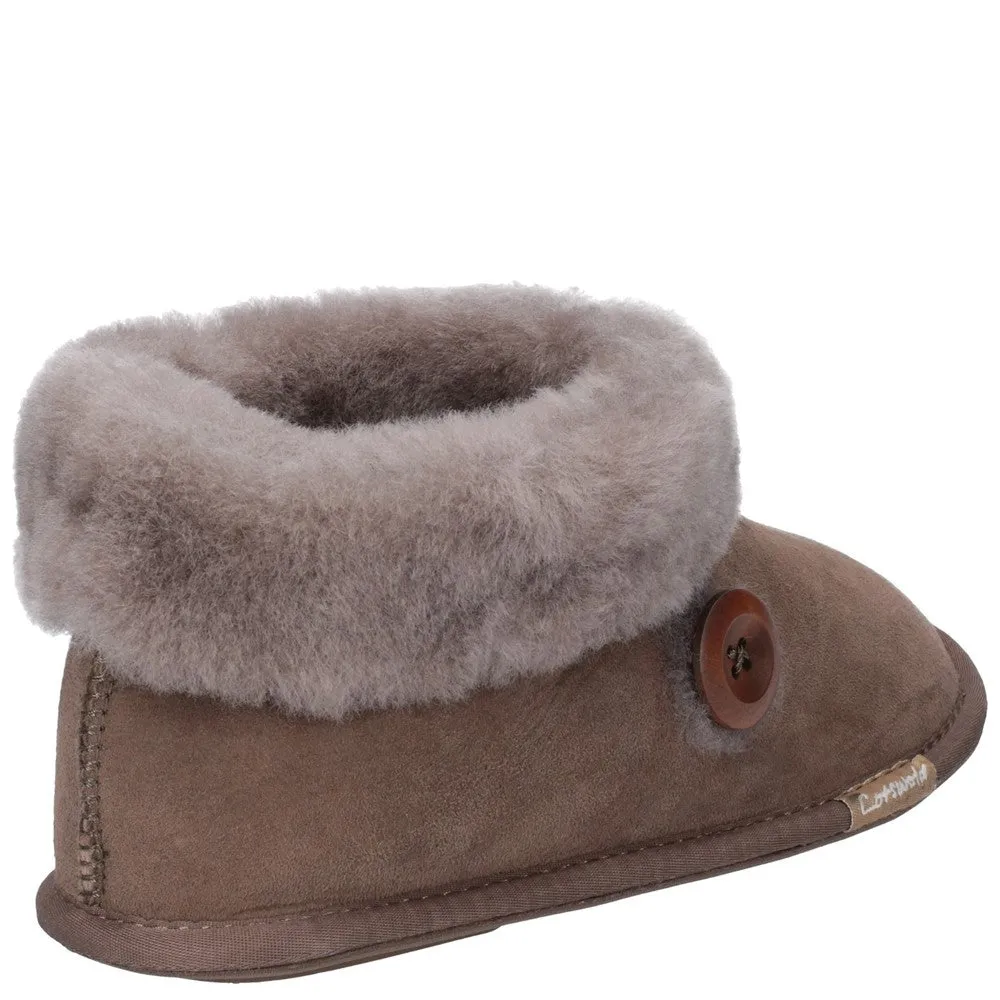 Wotton Sheepskin Bootsie Slippers Mushroom