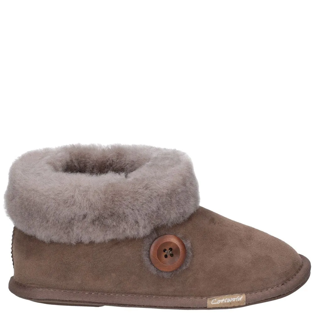 Wotton Sheepskin Bootsie Slippers Mushroom