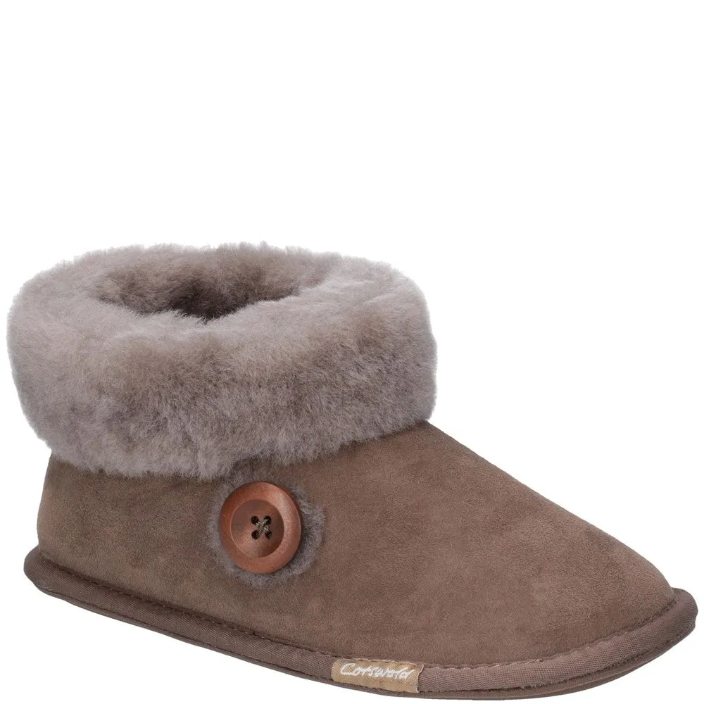 Wotton Sheepskin Bootsie Slippers Mushroom