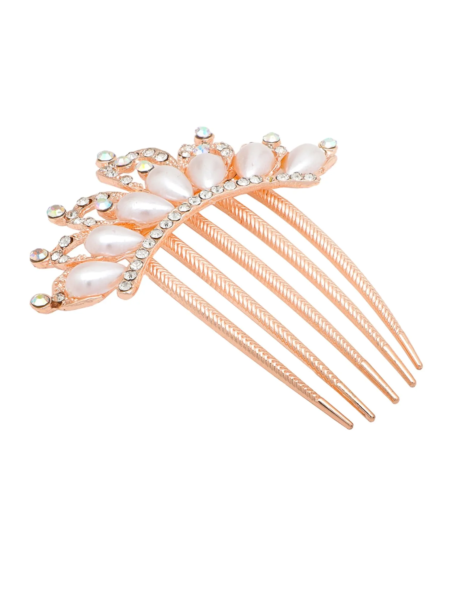 Yellow Chimes Comb Pin for Women Hair Accessories for Women Floral Comb Clips for Hair for Women Rosegold Crystal Hair Pin Bridal Hair Accessories for Wedding Side Pin/Comb Pin/Juda Pin